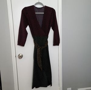 Zara GREEN RED YELLOW Polka Dot Dress